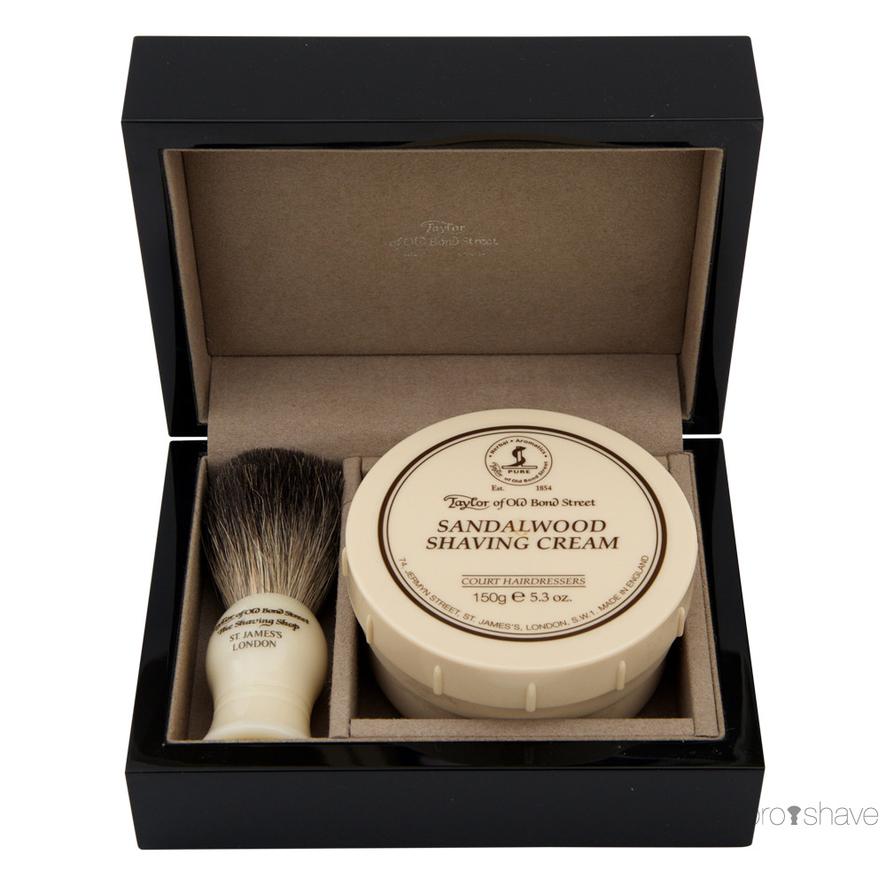 Taylor Of Old Bond Street Gaveæske Med Barberkost Og Barbercreme  Sandeltræ