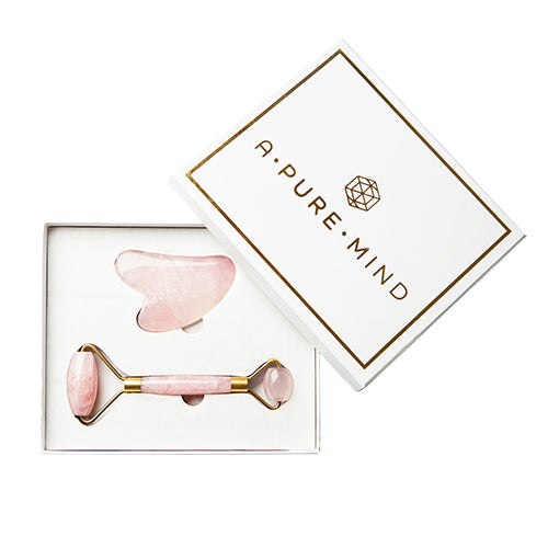 Pure Mind Gaveæske Ansigtsrulle Samt Sten   Rosa Kvarts